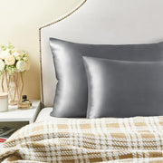 BEDELITE Satin Pillowcases, Queen Size 20x30 Inch, Dark Grey, Set of 2 | Similar to Silk Pillow Cases, Soft and Cooling, Reduces Friction, Gentle on Hair and Skin, Envelope Closure, Women Men Gift