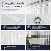 EHZNZIE Crystal Clear Shower Curtain Liner 72x72, PEVA Waterproof Bath Curtain, No Chemical Smell, 3 Weighted Magnets, Durable with Rustproof Metal Grommets