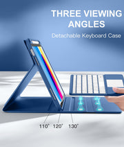 Harvopu for iPad A16 11th/10th Generation Case with Keyboard, Folio Cover | Multi-Touch Trackpad, 7 Colors Backlit, Detachable Keyboard for iPad A16 11 inch/10th Gen with Pencil Holder, Navy Blue