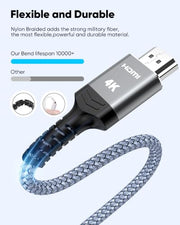 Highwings Long HDMI Cable 25FT 4K HDR High Speed HDMI 2.0 Cables | 18Gbps 2.0 Braided HDMI Cord, 4K HDR, HDR10, HDCP 2.2, ARC, Compatible with Roku TV/HDTV/PS5/Blu-ray