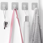 DDMY Adhesive Wall Hooks Clear 50lb(Max) Heavy Duty Hanging Sticky-10 Pack | Heavy Duty Hooks for Walls Hanging 50 lbs No Damage, Waterproof Sticky Transparent Ceiling Hook for Towel/Kitchen/Outdoor