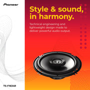 Pioneer F-Series TS-F1634R 6.5" 2-Way Coaxial Car Speakers 200W Max | Great Factory Speaker Replacement, Balanced Sound + Smooth Treble, High-Efficiency Speaker Designed for OEM Power