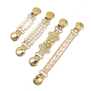 Vintage Sweater Shawl Clips With Pearl Chain Clasps