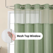 Colorful Star Sage Green No Hook Waffle Shower Curtain Set, 72 x 75 Inch | Waterproof Shower Curtain with Snap in Fabric Liner and Mesh Top Window, Hotel Style Heavy Duty Thick Bathroom Curtain