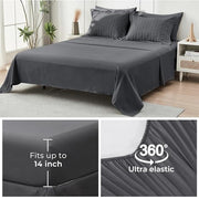 Queen Comforter Set - 7PCS Bed in a Bag, Seersucker Bedding Set, Dark Grey | OEKO-TEX Certified, All Season Comforter with Sheets, Down-Alternative Fill, Soft & Breathable, Pillowcases & Shams