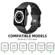 Lerobo Sport Band for Apple Watch Bands 44mm 45mm 46mm 42mm 49mm Men Women | Soft Silicone Breathable Waterproof Strap for iWatch Series 12 11 10 9 8 7 6 5 Ultra 4 SE 3 2 1, Gym Workout Wrist Band Black
