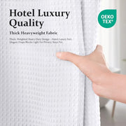 Dynamene Waffle Shower Curtain 256 GSM Heavy Duty Fabric 72"x72" White | Thick Textured Cloth, Weighted Hem, Water Repellent Washable, Hotel Luxury Polyester Shower Curtain Set for Bathroom 12 Hooks