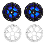Rockville RKL65MBW 6.5" 2-Way Coaxial Marine Boat LED Speakers Pair | 700W Peak / 170W RMS, 4 Ohm, Waterproof, Red/Blue Beat-Sync LEDs, 35Hz-20kHz, Includes Black/White Grilles and 16.4 Ft Wire