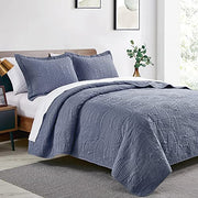 Love's cabin Quilts for Queen Bed Blue Bedspreads - Soft Bed Summer Lightweight Bedspread Comforter - Modern Style Coin Pattern Coverlet for All Season - 3 Pieces (1 Quilt, 2 Pillow Shams)