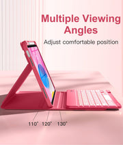 Hamile for iPad A16 11th 10th Generation Case with Keyboard - Wireless | Backlit Detachable Folio Keyboard Cover, Pencil Holder, for iPad A16 11-inch 2025 10th Generation 10.9 Inch 2022, Pink