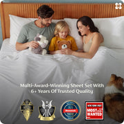 Bedsure PureWoven 100% Rayon Derived from Bamboo, Queen Sheets, 4 Pieces | Featured in Forbes Vetted, Cooling Sheets for Hot Sleepers, Breathable & Silky Soft, 16" Deep Pocket Bedding, White