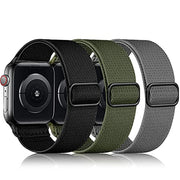 DaQin 3 Pack Stretchy Solo Loop Compatible with Apple Watch Bands Men Women | Soft Nylon Band 49mm 46mm 45mm 44mm 42mm, Braided Elastic Sport Strap for iWatch Series 12 11 10 9 8 7 6 5 4 3 2 1 SE Ultra