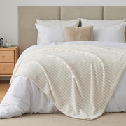 BEDELITE Ribbed Fleece Throw Blanket for Couch, Cream, 50"x60" | Ultra-Soft Plush Fleece, Cozy, Warm Yet Lightweight, Ribbed Texture, Home Decor, Machine Washable, Giftable, All-Season Use