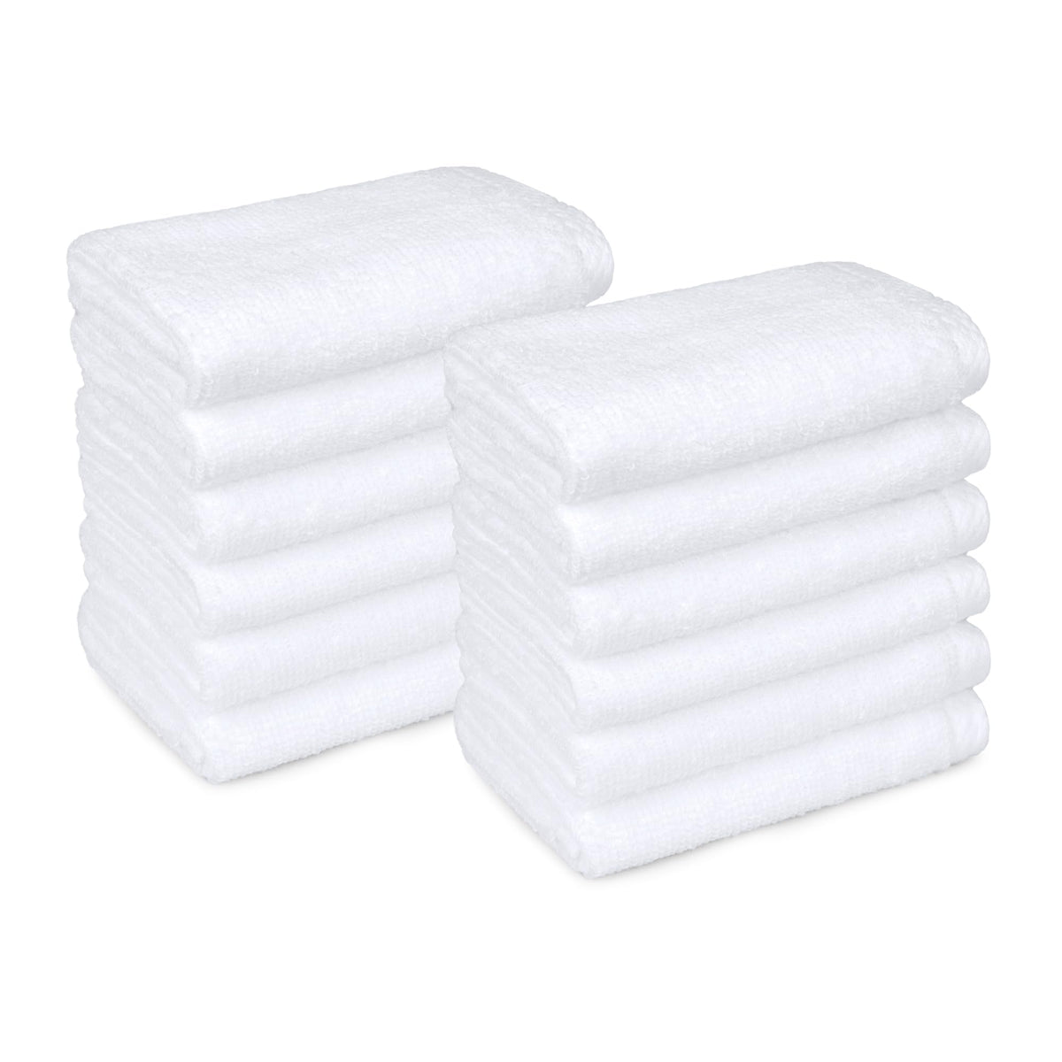Amazon Basics Cotton Washcloths, Lightweight Quick-Dry, Absorbent Face and Body Towel Set, 12" x 12", White, 12-Pack