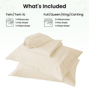 Love's cabin 4 Piece Queen Sheet Set, 100% Rayon Derived from Bamboo, Cooling & Breathable, Soft Silky Deep Pocket up to 16", Hotel Luxury Bedding for Hot Sleepers, Beige