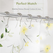 Amazer Shower Curtain Hooks, Decorative Rust Proof Stainless Steel Shower Curtain Hooks for Bathroom Shower Rods Set of 12, Polished Nickel