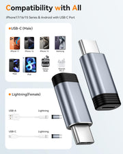 Temdan Not for Audio/OTG [4 Pack Lightning to USB C Adapter]
