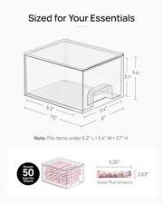 Vtopmart 4 Pack Small Clear Stackable Storage Drawers, Fits Narrow Spaces | Multi-Use Plastic Bins for Bathroom Cabinet Organizer, Makeup, Desk, Vanity, Undersink, Medicine ,Keeps Small Items Organized