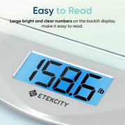 Etekcity Digital Body Weight Bathroom Scale, 6mm Tempered Glass, 400 lbs | Large Blue LCD Backlight Display, High Precision Measurements for Home Bathroom Use