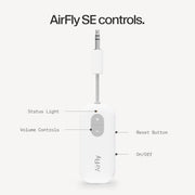 Twelve South AirFly SE, Bluetooth Wireless Audio Transmitter Adapter, White | Bluetooth Adapter for AirPods/Headphones, 20+ Hr Battery, Works with 3.5mm aux Jacks on Airplanes, TVs, Gym Equipment, Travel