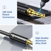 Syncwire 3.5mm Nylon Braided Aux Cable (3.3ft/1m,Hi-Fi Sound), Audio Auxiliary Input Adapter Male to Male Cord for Headphones, Car, Home Stereos, Speaker, iPhone, iPad, iPod, Echo & More – Black