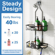 Joqixon Upgraded Extended Length Shower Organizer with Hooks, Rustproof Shampoo Soap Holder, Large Hanging Bathroom Caddy