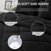 Love's cabin King Size Comforter Set, 7 Pieces Bed in a Bag, Black | OEKO-TEX Certified, All-Season, 1 Down-Alternative Comforter + 1 Flat & Fitted Sheets + 2 Pillowcases + 2 Pillow Shams