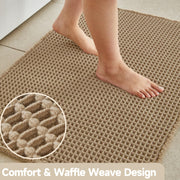 TYUU Waffle Bath Mat, Boho Bathroom Rugs Non Slip Washable, 30x20 Khaki | Super Absorbent Quick Dry Bath Rug, Non-Slip Backing, Soft Waffle Boho Farmhouse Bathroom Mats, Tub, Shower & Home Decor