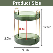 Asayuee 360 Rotating Makeup Organizer for Vanity,2 Tier Large Capacity Skincare Organizers,Bathroom Counter Organizer, Spinning Perfume Organizer & Vanity Organizer (Green-2 Tier)