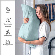 Suatien Mulberry Silk Pillowcase for Hair and Skin Standard Size, Haze Blue | Fits 20x26 Inches Pillows, Hypoallergenic, Smooth, Cooling Pillow Covers for Hot Sleepers with Hidden Zipper, Women Men Gift