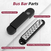RVBOATPAT Power Distribution Block 12V 150A 1/4" Stud Marine Bus Bar 12 Volt DC Battery Busbar for Boat Automotive Solar Wiring