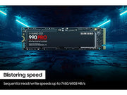 Samsung SSD 990 PRO 2TB, PCIe 4.0 M.2 2280, Up to 7,450 MB/s | NVMe Internal Solid State Hard Drive for High End Computing, Gaming, and Heavy Duty Workstations, (MZ-V9P2T0B/AM)