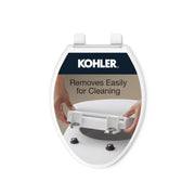 KOHLER Cachet ReadyLatch Elongated Slow Close Toilet Seat, White | 4636-RL-0, Quiet Lid, Contoured Grip-Tight Bumpers Installation Hardware, Apartment Essentials