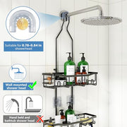 Joqixon Upgraded Extended Length Shower Organizer with Hooks, Rustproof Shampoo Soap Holder, Large Hanging Bathroom Caddy