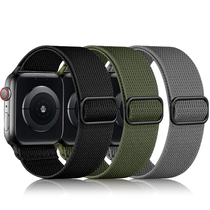 DaQin 3 Pack Stretchy Solo Loop Compatible with Apple Watch Bands Men Women | Soft Nylon Band 49mm 46mm 45mm 44mm 42mm, Braided Elastic Sport Strap for iWatch Series 12 11 10 9 8 7 6 5 4 3 2 1 SE Ultra
