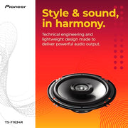 Pioneer F-Series TS-F1634R 6.5" 2-Way Coaxial Car Speakers 200W Max | Great Factory Speaker Replacement, Balanced Sound + Smooth Treble, High-Efficiency Speaker Designed for OEM Power