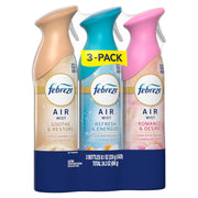 Febreze Air Mist, Air Freshener, Odor Fighting Room Spray, Deodorizer for Home Bathroom Kitchen Office Apartment, Soothe & Restore, Refresh & Energize, Romance & Desire Variety Pack, 8.1oz (Pack of 3)