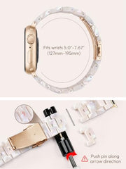 V-MORO Resin Bands Compatible with Apple Watch Band,41mm/40mm/38mm/42mm | Fashion Lightweight Strap for iWatch Series 12/11/10/9/8/7/6/5/4/3/2/1,Women Jewelry Dressy Bracelet Adjustable,Ivory White
