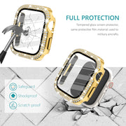 Surace Bling Case with Screen Protector for Apple Watch Series 6/5/4 40mm | Crystals Diamond Protective Face Cover Bumper with Tempered Glass Apple Watch Case, Sensitive Touch, Gold