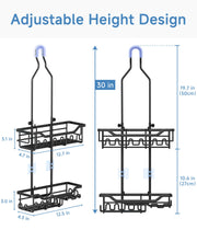 Joqixon Upgraded Extended Length Shower Organizer with Hooks, Rustproof Shampoo Soap Holder, Large Hanging Bathroom Caddy