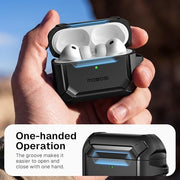 MOBOSI for AirPods Pro 3 Case with Magnetic Lid Lock,Black | Compatible with MagSafe,Military Grade Shockproof Protective Cover with Cleaner Kit& Keychain for iPod Pro 3 Case(2025)
