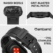 amBand Bands Compatible with Apple Watch 9/8/7/6/5/4 & SE 3/2/1 45mm/44mm Case for Men, M1 Sport Series Rugged Case Protective Cover for iWatch SE3/SE2/6/SE/5/4 44/45 mm Men Black