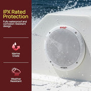 Pyle 6.5 Inch Dual Marine Speakers - 2 Way Waterproof and Weather Resistant Outdoor Stereo Sound System with 400 Watt Power, Polypropylene Cone and Butyl Rubber Surround - 1 Pair - PLMR605W(White)