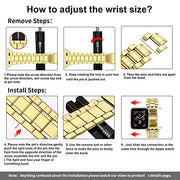 MioHHR Solid Stainless Steel Band Compatible for Apple Watch 38mm 40mm 41mm | Adjustable Metal Strap with Soft TPU Case for Women and Men, Fits iWatch Bands Series 9 8 7 6 5 4 3 2 1, SE3, SE2, SE, Gold