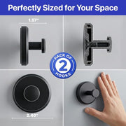 HOME SO Suction Cup Hooks for Shower & Bathroom Towel Holder 2-Pack Black
