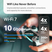 Deco 7 Pro Tri-Band WiFi 7 BE10000 Whole Home Mesh System 6-Stream 10 Gbps | 4 x 2.5G Ports Wired Backhaul, 4 x Smart Internal Antennas, Up to 7,600 Sq.ft, VPN, HomeShield, AI-Roaming (BE63 3-Pack)