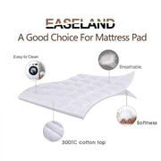 EASELAND Queen Size Mattress Pad Cotton Pillow Top Mattress Topper White | Cooling Mattress Cover Cotton Top,8-21" Deep Pocket Protector,60x80 Inches,Boxing Quilted & Machine Washable