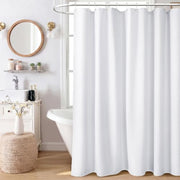 Dynamene Waffle Shower Curtain 256 GSM Heavy Duty Fabric 72"x72" White | Thick Textured Cloth, Weighted Hem, Water Repellent Washable, Hotel Luxury Polyester Shower Curtain Set for Bathroom 12 Hooks