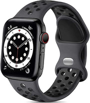 Lerobo Sport Band for Apple Watch Bands 44mm 45mm 46mm 42mm 49mm Men Women | Soft Silicone Breathable Waterproof Strap for iWatch Series 12 11 10 9 8 7 6 5 Ultra 4 SE 3 2 1, Gym Workout Wrist Band Black