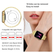 MioHHR Solid Stainless Steel Band Compatible for Apple Watch 38mm 40mm 41mm | Adjustable Metal Strap with Soft TPU Case for Women and Men, Fits iWatch Bands Series 9 8 7 6 5 4 3 2 1, SE3, SE2, SE, Gold